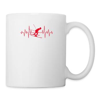 J'adore battement de coeur cadeau de ski de fond - Mug blanc - blanc - Droite