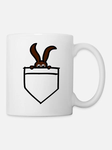 rabbit rabbit rescue breast pocket hase - Mug - white