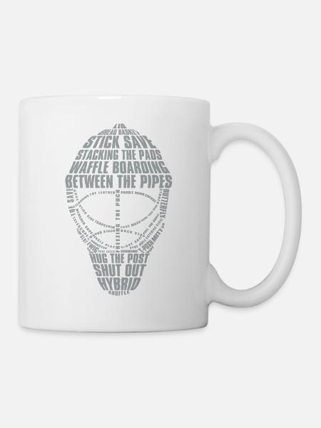 Hockey-Tormann-Maske (Lichtfarbe-Design) - Tasse - Weiß
