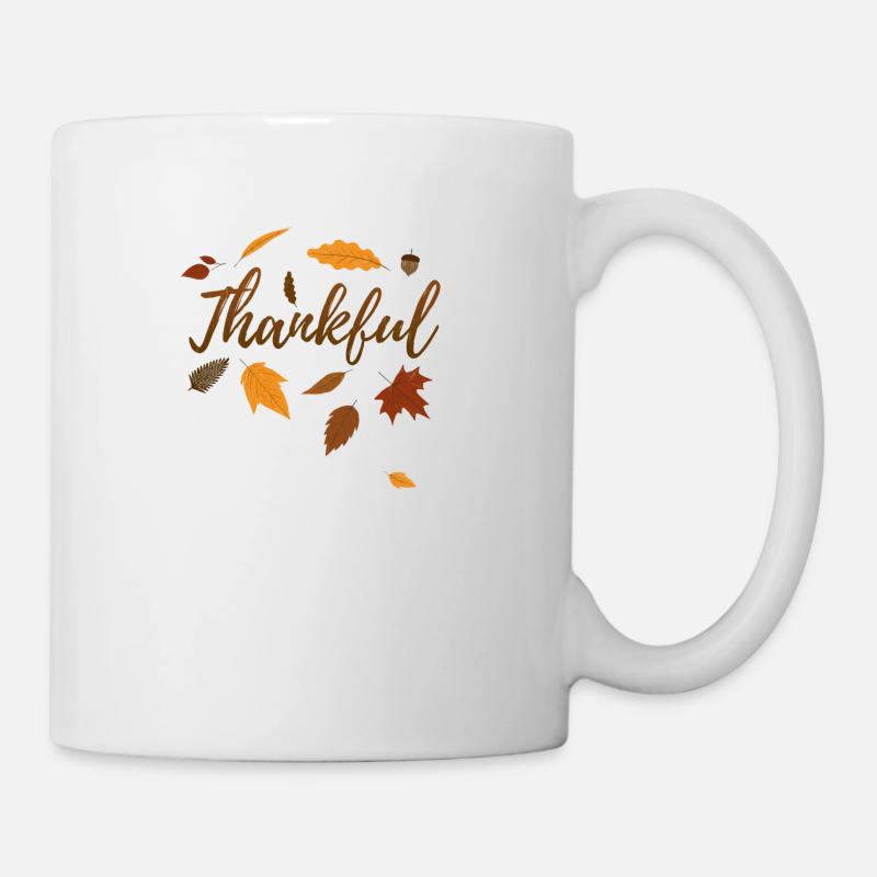 Thankful Autumn Thanksgiving Day Gift Fall Love - Mug - white