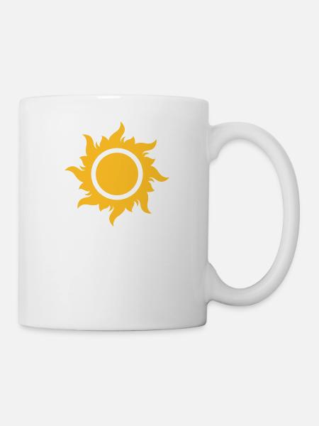 feurige Sonne Strahlen heißer Sommer Hitze Sterne - Tasse - Weiß