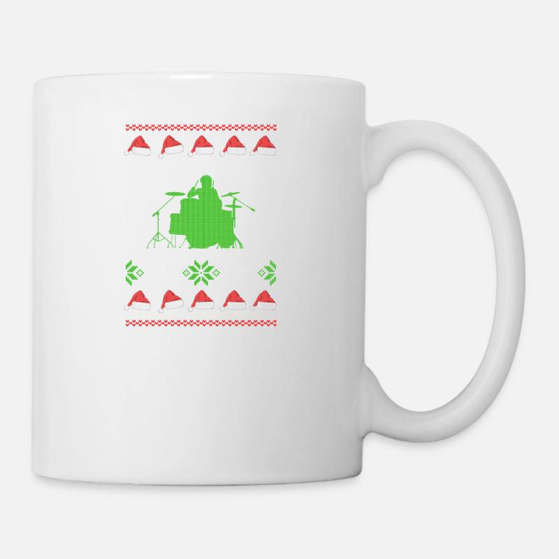 drummer ugly christmas jumper - Tasse - Weiß