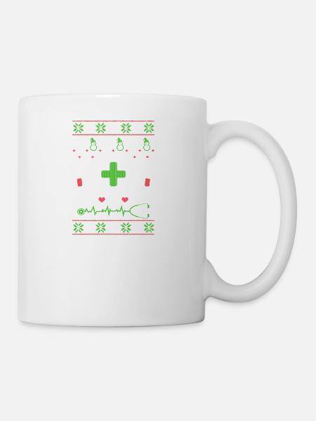 Krankenschwester Pflegeberuf Ugly Christmas - Tasse - Weiß
