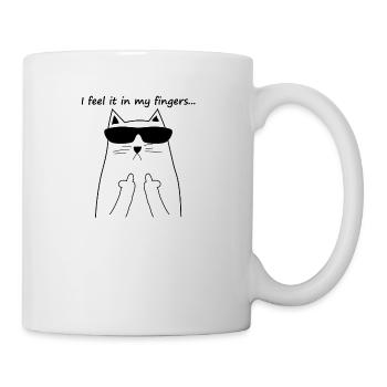 feel it in my fingers cat fuck you katze catlady - Tasse - Weiß - Rechts