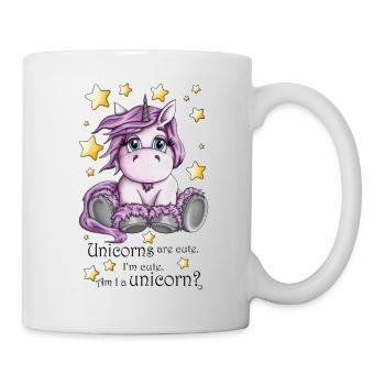 Cuddly Unicorn Starry Sky Illustration Motif - Mug - white - Right