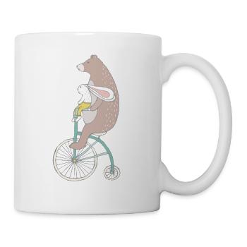 Hase und Bär fahren Fahrrad - Tasse - Weiß - Rechts
