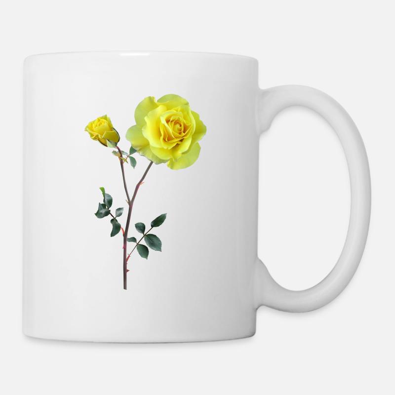Gelbe Rosen - Tasse - Weiß