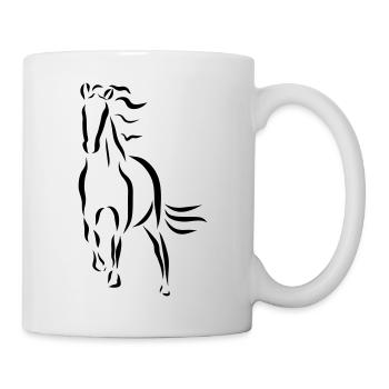 galoppierendes Pferd Hengst Stute reiten Zeichnung - Tasse - Weiß - Rechts