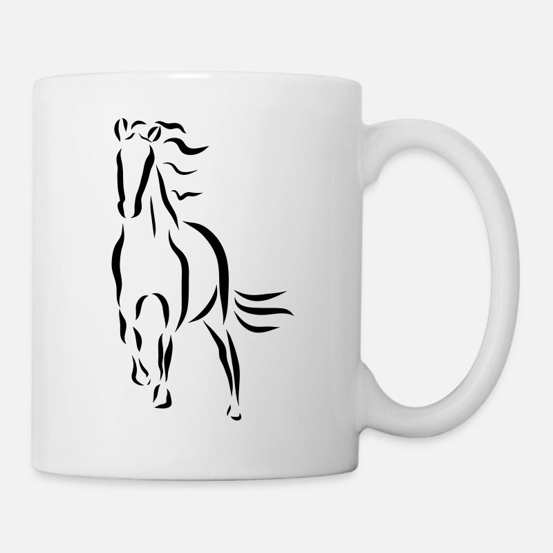 dessin de jument étalon cheval au galop - Mug blanc - blanc