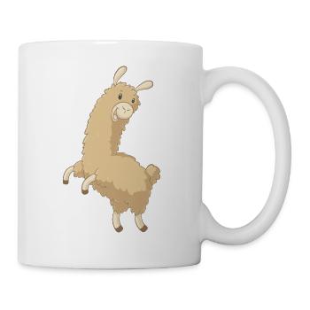 Springendes Comic Alpaka - Tasse - Weiß - Rechts