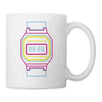 Digital clock in neon colors 80s - Mug - white - Right