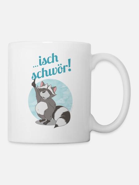 Waschbär - Racoon - Spruchshirt - Animalprint - Tasse - Weiß