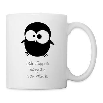 Eine Eule // Ich könnte kotzen vor Glück. - Tasse - Weiß - Rechts