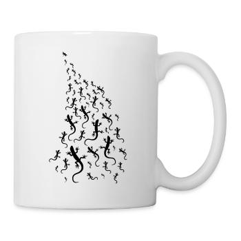 Lizards chasing a dragonfly - Mug - white - Right
