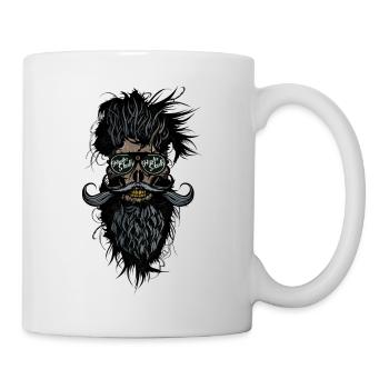 tete de mort hipster skulls barbu moustache lunett - Mug blanc - blanc - Droite