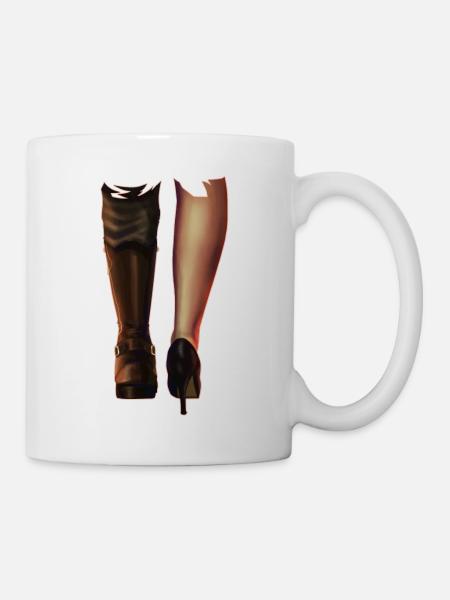 Riding boots vs. high heels - Mug - white