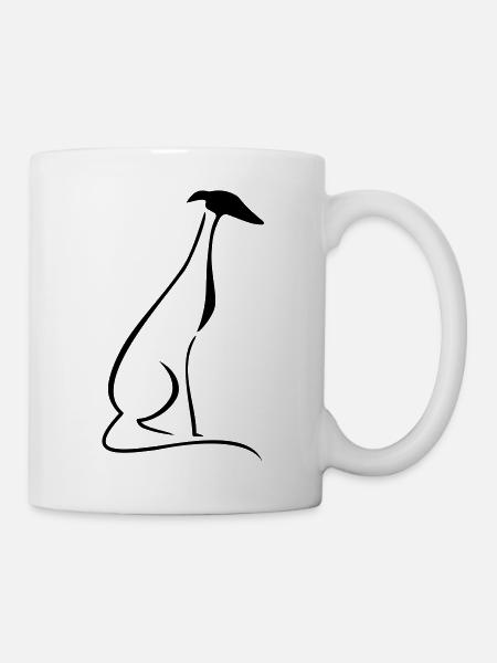 Sitzender Windhund - Tasse - Weiß