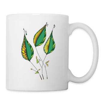 Dekorative Blätter - Tasse - Weiß - Rechts