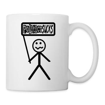Politics Sucks - Politik stinkt, Strichmännchen - Tasse - Weiß - Rechts
