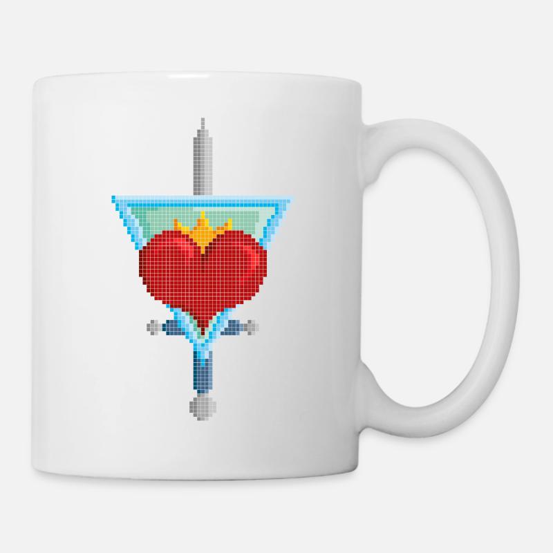 Retro Herz - Tasse - Weiß