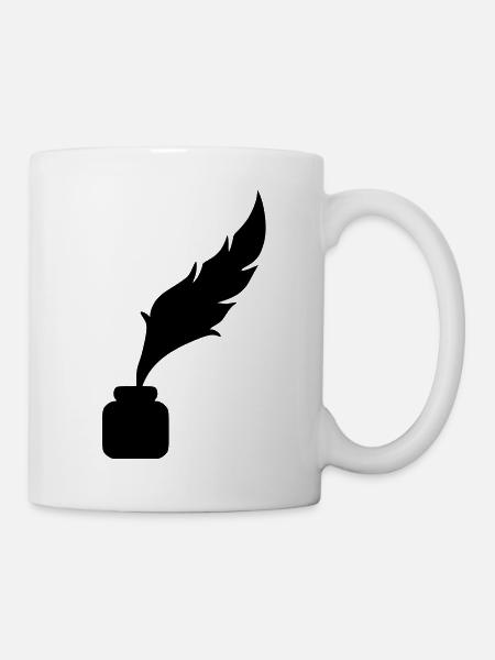 Feder Tinte - Tasse - Weiß