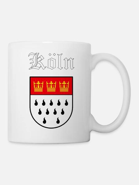 Wappen von Köln mit weißer Schrift - Tasse - Weiß
