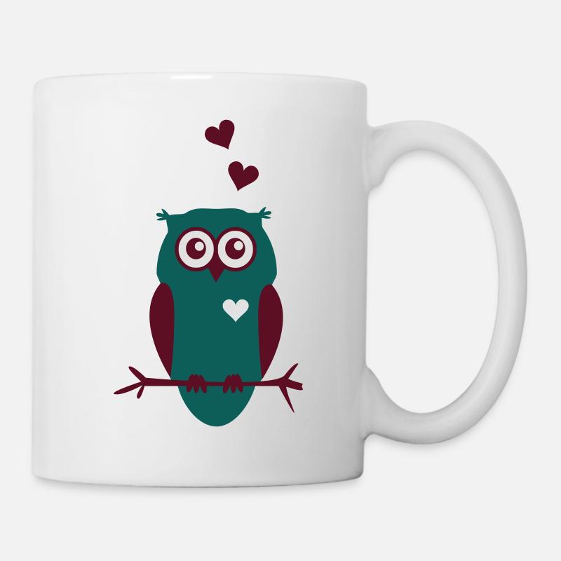 Eule mit Herzen - Tasse - Weiß