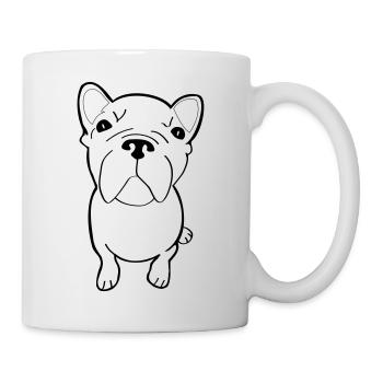 Französische Bulldogge Frenchie - Tasse - Weiß - Rechts