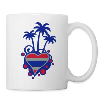 Palmen-Design (Thailand-Herz) - Tasse - Weiß - Rechts