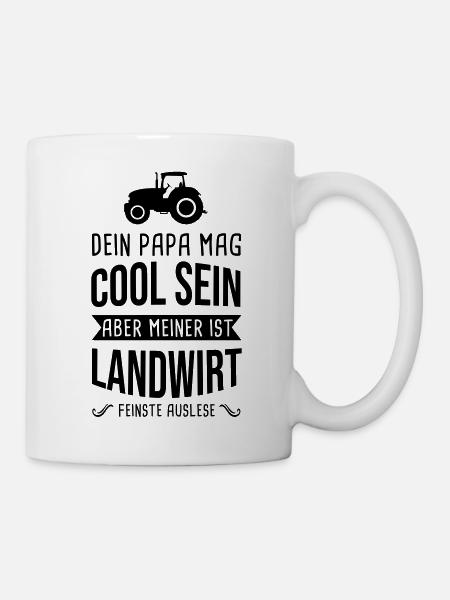 Landwirt Cooler Papa Bauer mit Traktor Geschenk - Tasse - Weiß