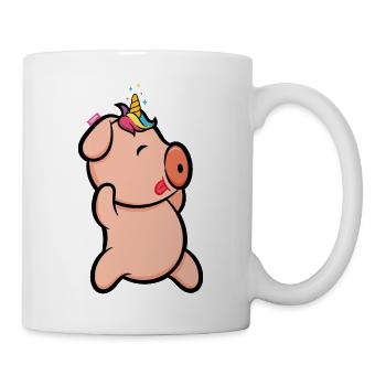 Yoga Schwein Einhorn Glücksschwein Geschenk gym - Tasse - Weiß - Rechts