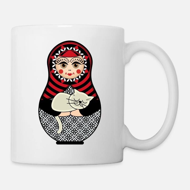 Matryoshka matryoshka poupée russe chat - Mug blanc - blanc