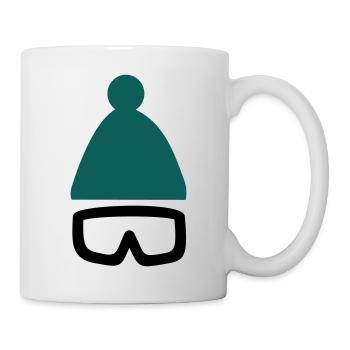 Mütze mit Ski- oder Snowboardbrille - Tasse - Weiß - Rechts