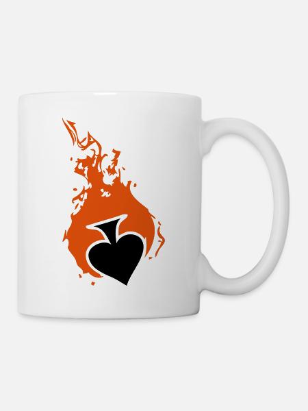 pique carte poker flamme - Mug blanc - blanc