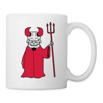 Herr Unterwelt Mantel Dreizack Böse Satan Grinsen - Tasse - Weiß - Rechts