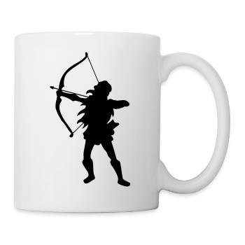 archery drawing Archery silhouette woman bow - Mug - white - Right