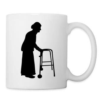 Grand-mère avec canne bâton de marche aller Bock - Mug blanc - blanc - Droite