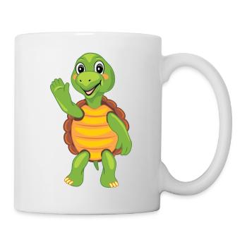 Wellenartig bewegende Tatze der lustigen Karikaturschildkröte - Tasse - Weiß - Rechts