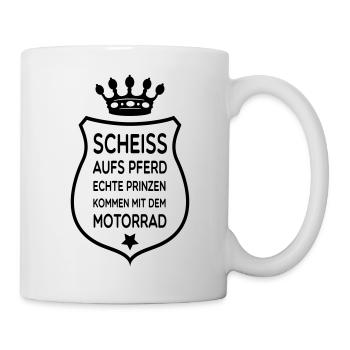 Echte Prinzen kommen mit dem Motorrad - Tasse - Weiß - Rechts