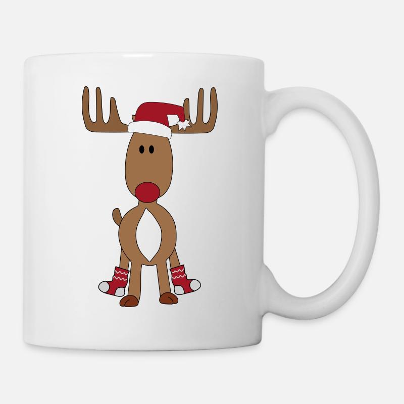 Lustiger Elch zu Weihnachten - Tasse - Weiß