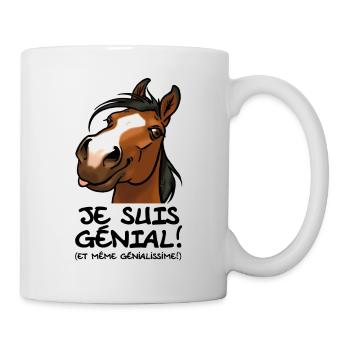 Cheval "Je suis génial" (texte noir) - Mug blanc - blanc - Droite