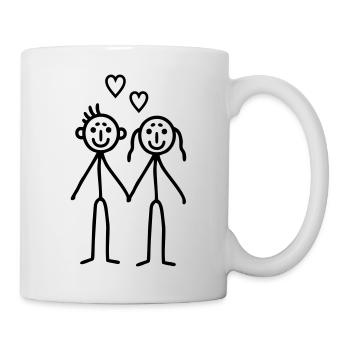 Strichmännchen verliebt - Tasse - Weiß - Rechts