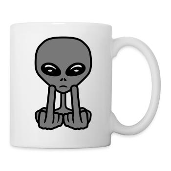 gemein fuck off you böse beleidigung stinkefinger - Tasse - Weiß - Rechts