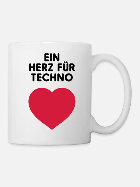 EIN HERZ FÜR TECHNO - Tasse - Weiß