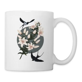 Swallows and lilies - Mug - white - Right