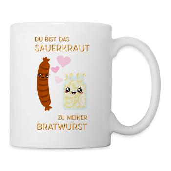 Sauerkraut und Bratwurst - Lustig Liebe Valentin - Tasse - Weiß - Rechts