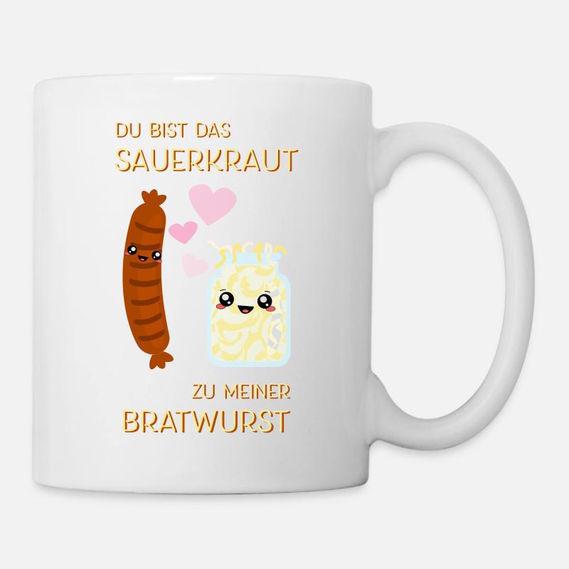 Sauerkraut und Bratwurst - Lustig Liebe Valentin - Tasse - Weiß
