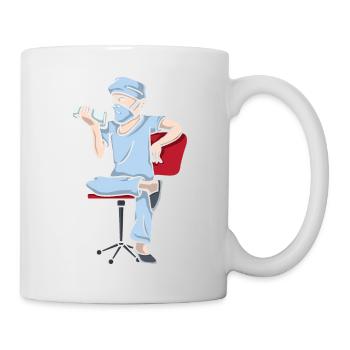 Arzt mit langweile auf Stuhl in der Pause - Tasse - Weiß - Rechts