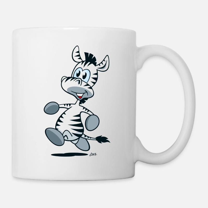 Zèbre de dessin animé en cours d'exécution - Mug blanc - blanc