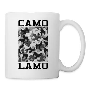 Camo Lamo. Funny lama camouflage. Moro Alpaca. - Mug - white - Right